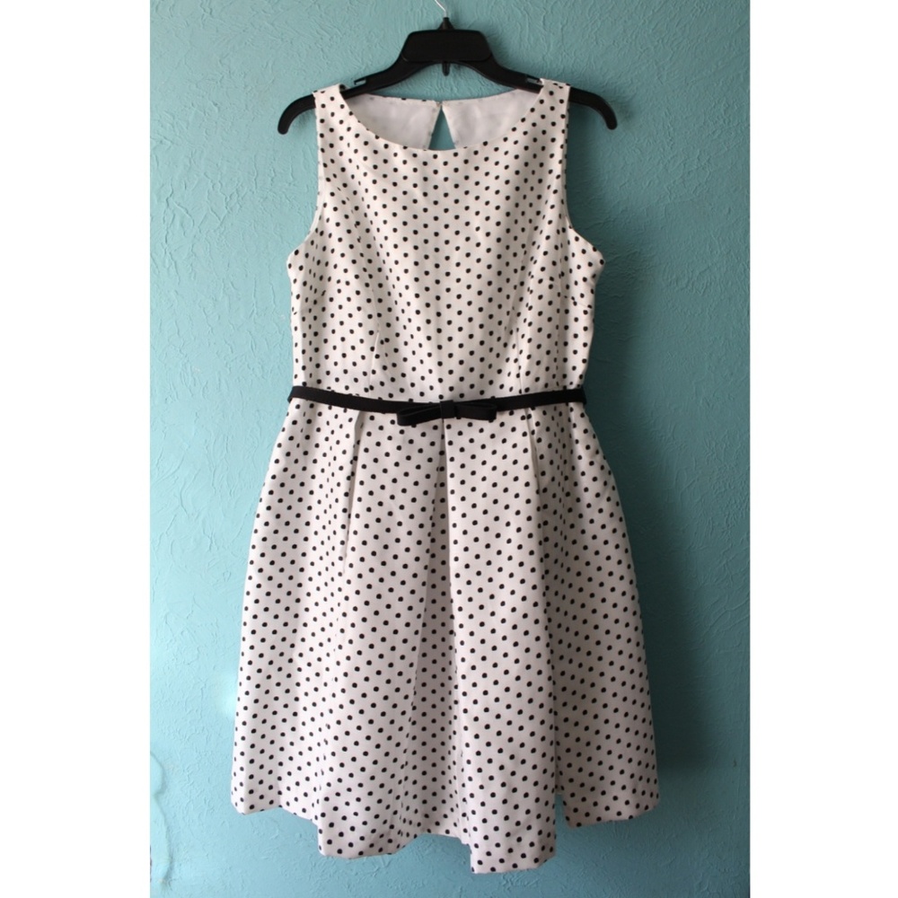 Danny & Nicole White Black Polkadot Dress
